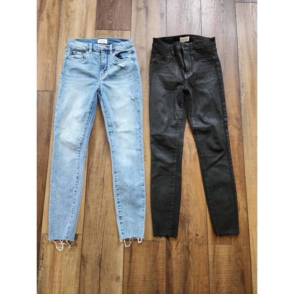 Pistola Skinny Jeans Bundle Womens 26 Blue Distressed & Black Coated‎ Raw Hem